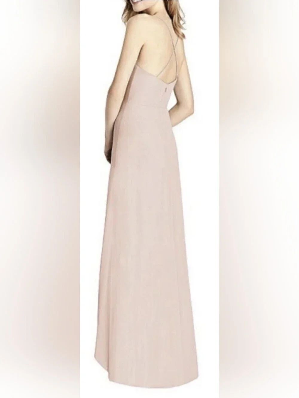 Jenny Packham JP1006 Ruffled Wrap Chiffon High-Low Maxi Dress In Cameo NWOT Sz 2 - Picture 2 of 6